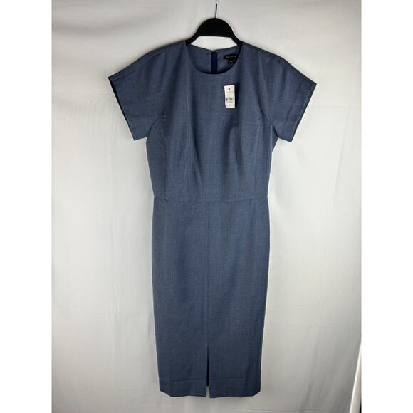 NEW Ann Taylor Sheath Dress Womens Sz 0 Blue Wool Blend Knee-Length Work Career - Picture 1 of 5
